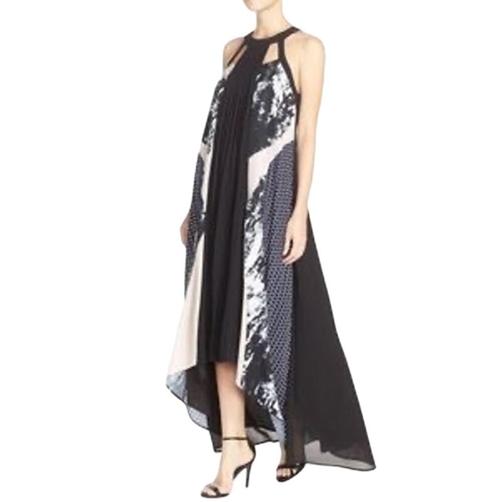 Adelyn Rae Maxi Dress Women Size XS Anthropologie Cutout Neckline High Low !